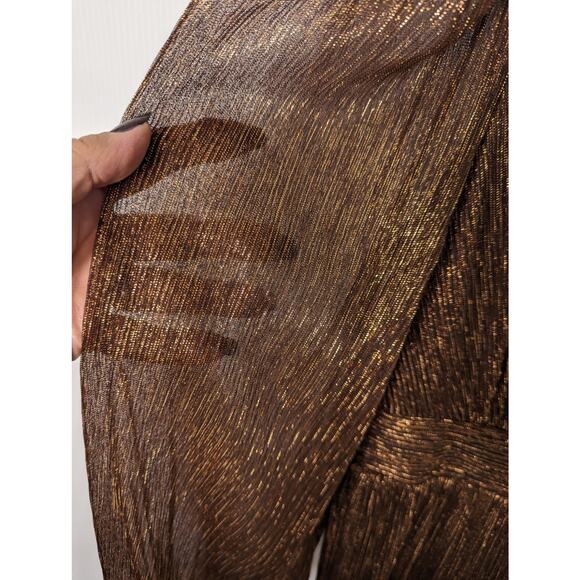 Boston Proper Bronze Metallic Pleated Above the Knee Dress NWT Size 12 - Picture 5 of 9